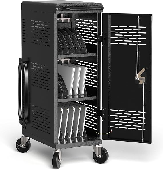 POCHAR Fully Assembled 18-Device Charging Cart for Chromebook up to 14''
