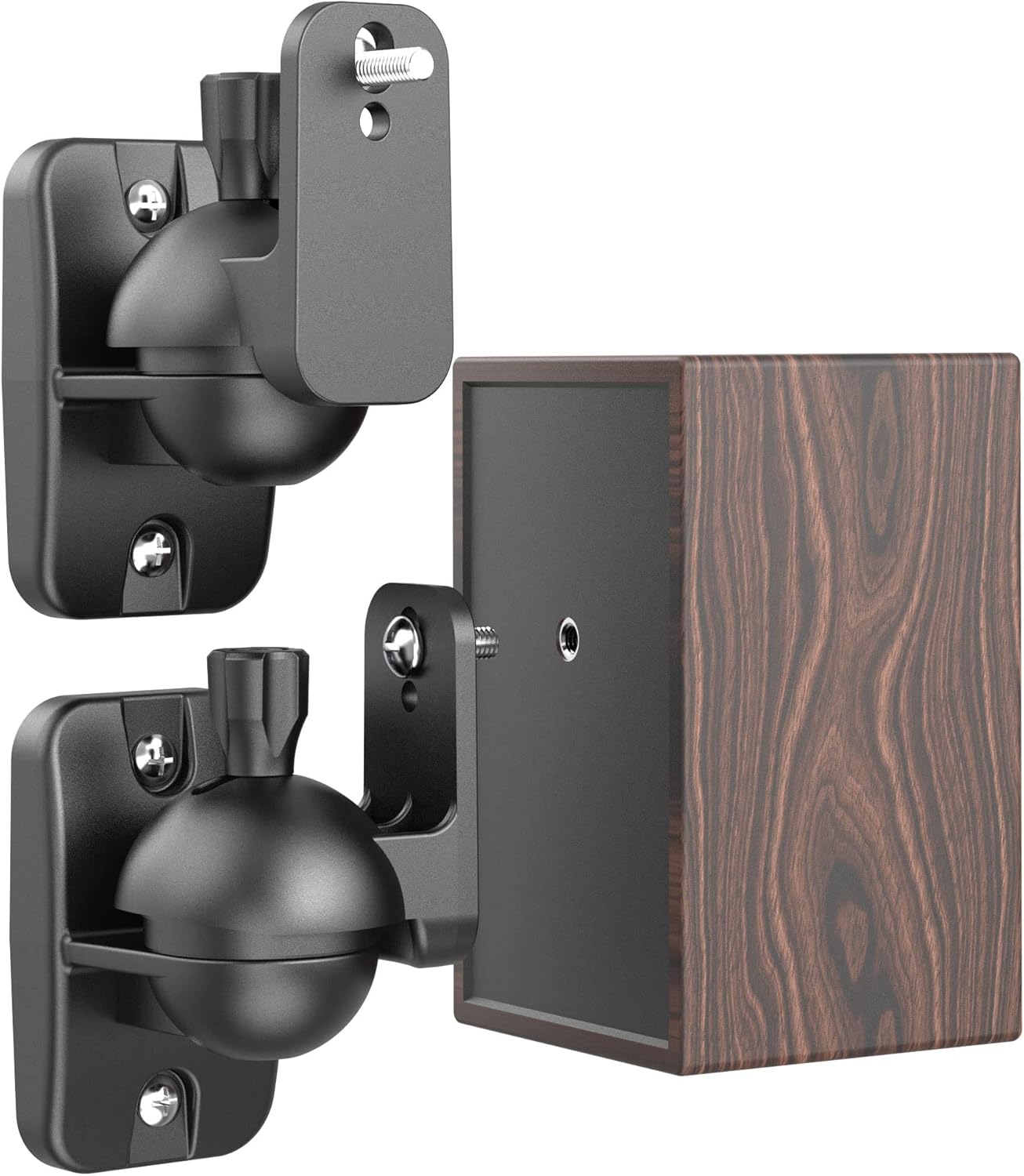 Cozycase 2 Pcs Speaker Wall Mount Brackets with Fittings - Adjustable Satellite Speaker Wall Mount Kit | Rotatable | Tiltable for Surround Sound Speakers, Hold up to 7.7lbs, Black