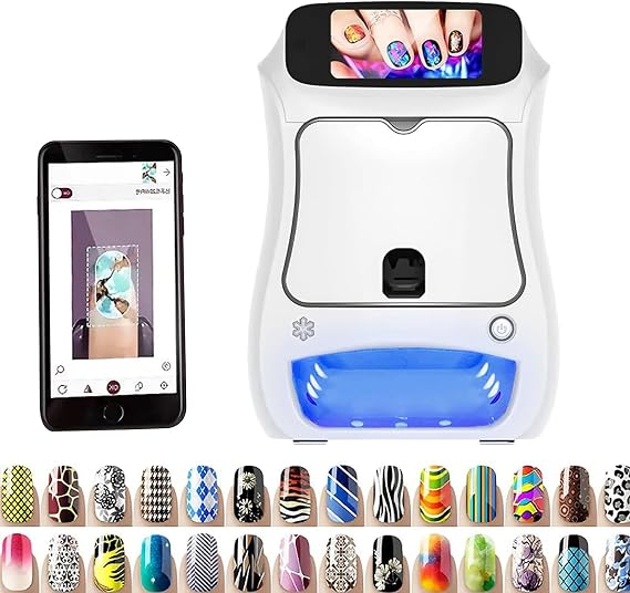 Nail Printer Digital Nail Art Machine,Automatic 3d Smart Diy Art Nailer, Impresora De UñAs,Fingernail Printer-2026 New Upgrade Touch Screen/Drying,App Control/Automatic Recognize Shape/Fast