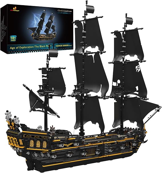 JMBricklayer Pirate Ship Model Building Sets, Black Pearl Mysterious Toys Kits, Collectible Blocks, Cool Toy, Gifts for Boys Teens Collectors (Upgraded Version, 2868 Pieces), (40102)