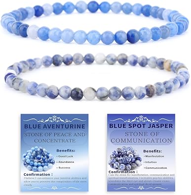 NCB 2.3-Piece 4mm Natural Crystal Gemstone Stretch Bracelets Handmade Reiki Energy Healing Jewelry for Meditation,Yoga, Unisex