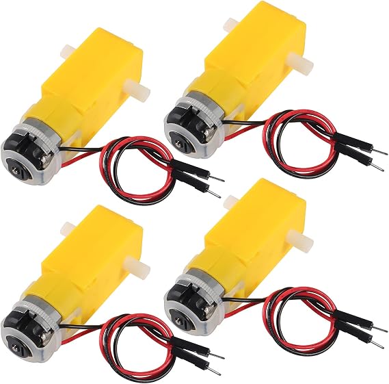 Dorhea 4PCS DC Electric Gear TT Motor DC 3V-6V Prewired Gear Motor Dual Shaft Intelligent Car Chassis for DIY Smart Car Robot Aircraft Toys/Robotic Body/Four-Wheel Drive Toy Car