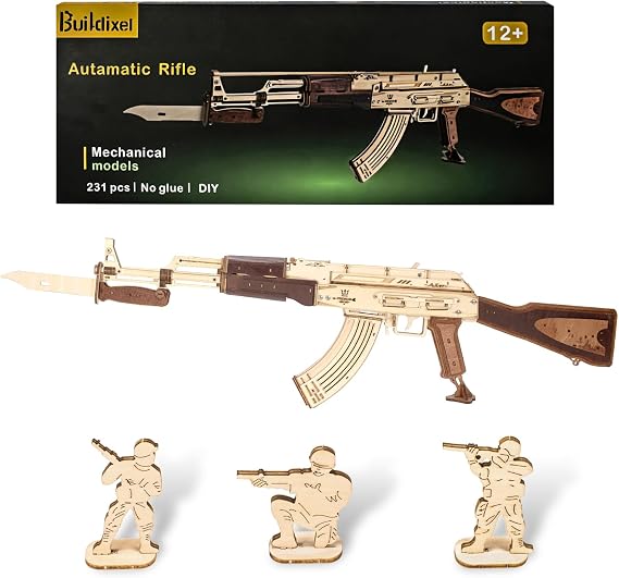 3D Wooden Puzzles for Adults,Wooden Toy for Adults,DIY Rubber Band Gun,Educational Brain Teaser,Best Educational Christmas Birthday Day Gift for Kids(Wooden Gun)