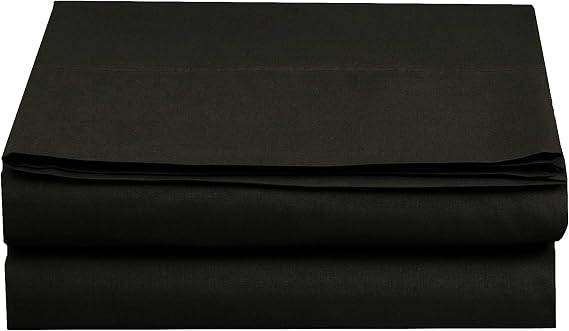 Elegant Comfort Premium Hotel Quality 1-Piece Flat Sheet, Luxury and Softest 1500 Premium Hotel Quality Microfiber Bedding Flat Sheet, Wrinkle-Free, Stain-Resistant, Twin/Twin XL, Black