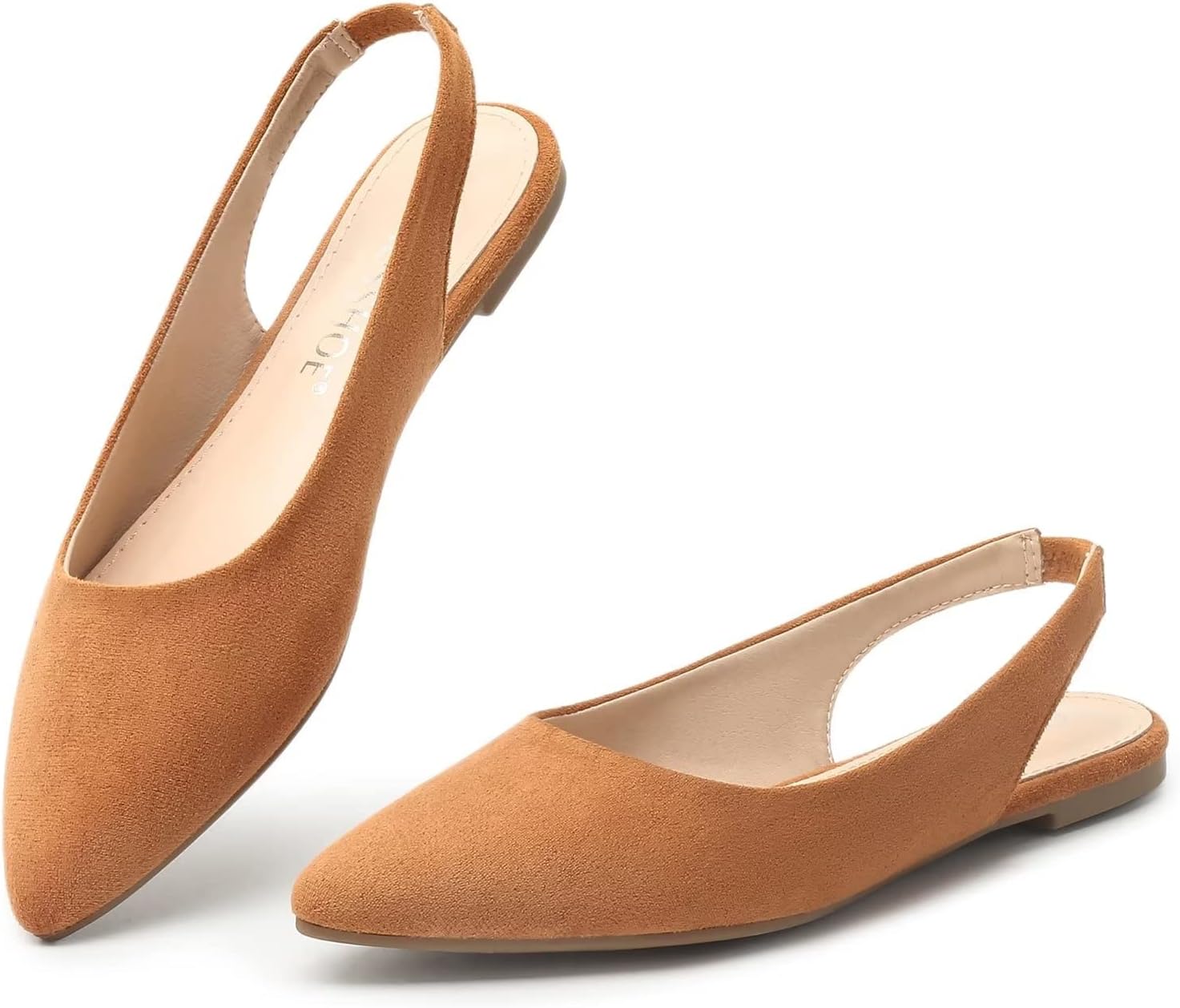 MUSSHOE Flats Shoes Women Slingback Pointed Toe Comfort Womens Flats with Bow