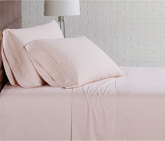 Brooklyn Loom Classic Cotton Sheet Sets Blush Cotton 4-Piece Full Sheet Set, Solid Color Themed, for Men and Women, Oeko-TEX Certified Confidence