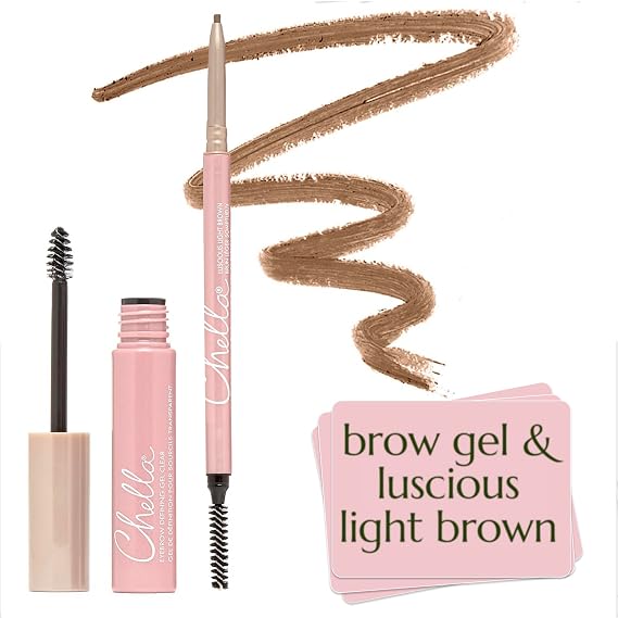 Chella Brow Minimalist Kit: Eyebrow Pencil (Light Brown) + Clear Brow Gel