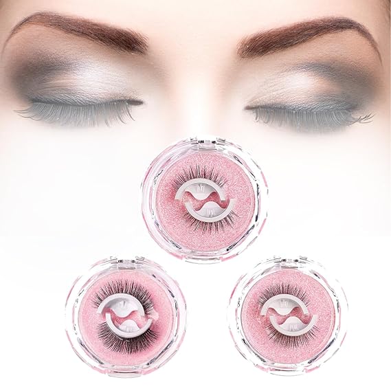 Self- adhesive Eyelashes,2024New Snap on Lashes, Eyelashes Snap on No Adhesive 3 Pairs (Natural+Long+Thick)