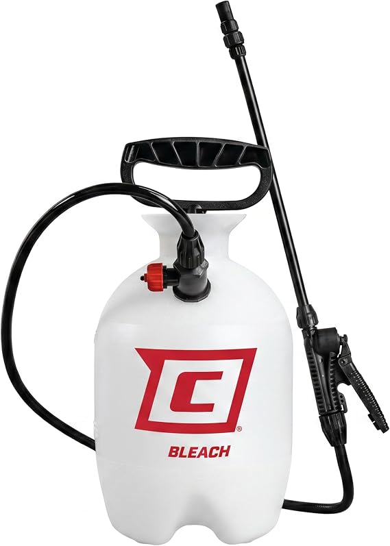 Chapin 1-Gallon Bleach Pump Sprayer, Resistant Seals for Cleaning | Chemical-resistant tank and seals; for mold treatment, sanitizing, fungicides and cleaners with filtration and 34in hose