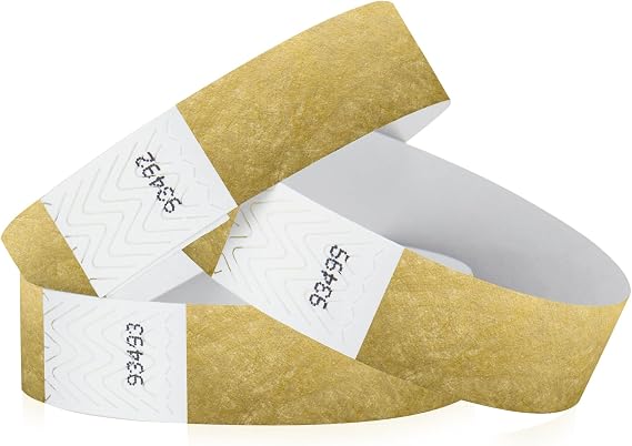 1,000 WristCo Tyvek Deep Metallic Gold Wristbands for Events