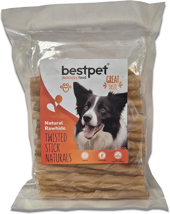 Bestpet Twisted Stick Naturals, 100% Natural Leather Auger Dog Reward Bar 350 gr