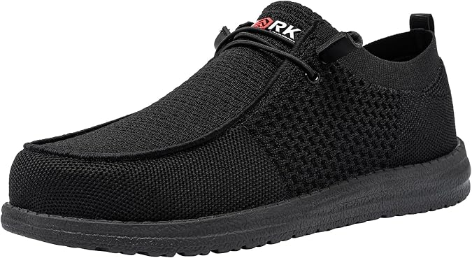 LARNMERN Slip On Steel Toe Shoes Men Loafers Work Safety Tennis Sneakers | Lightweight, Comfortable, Walking, Wide, Hands Free, Lounging, House, Mechanic, Construction, Casual, Dress, Office, 0utdoor