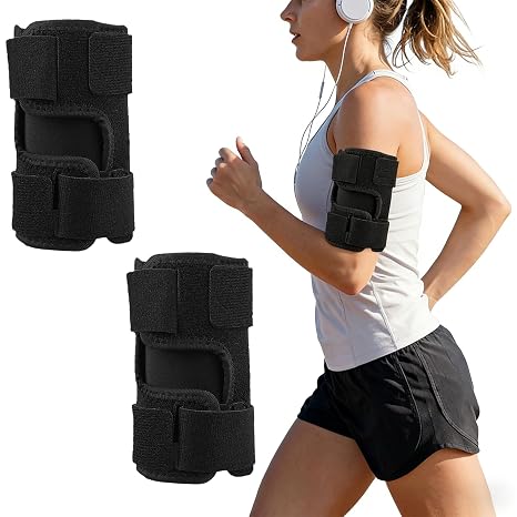 Bettinay 2 Pcs Upper Arm Compression Sleeve, Adjustable Bicep Support Tendonitis Brace for Women Men