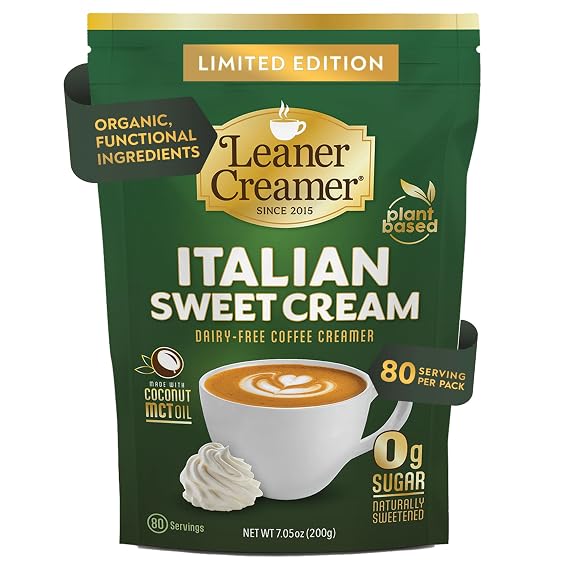 Leaner Creamer New Italian Sweet Cream Coffee Creamer, 80 Servings