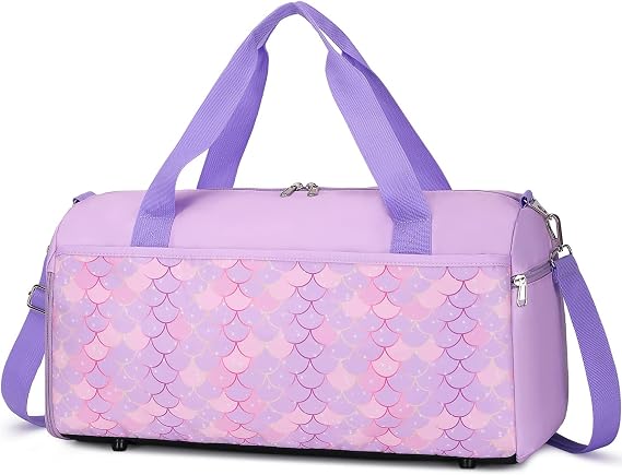 Mygreen Kids Duffle Bag Girls Travel Overnight Bag Toddler Baby Mermaid Duffel Bag Child Carry On Weekender Gym Sleepover Bags Gift Purple