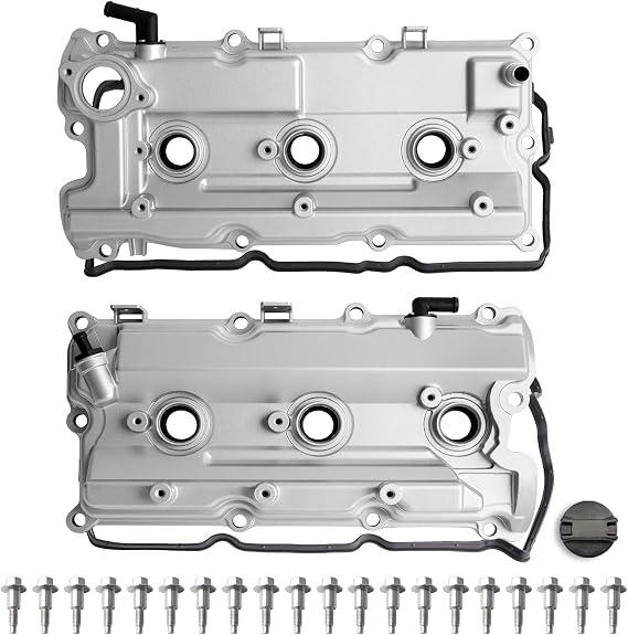 Aluminum Engine Valve Cover Set Left and Right Side Compatible with 2002 2003 2004 Nissan Pathfinder 2002 2003 Infiniti QX4 3.5L Replace 132645W51A 132645W501
