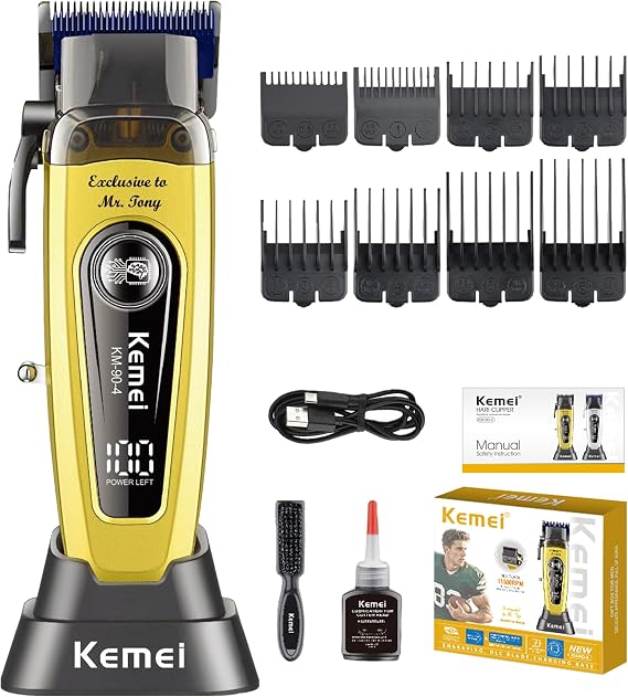 KEMEI KM-90-4 Hair Clipper for Men | Cord/Cordless Hair Cutting Kits, Hair & Beard Trimmer, Adjustable Blade Barber Clippers with USB Rechargeable, Gift for Men