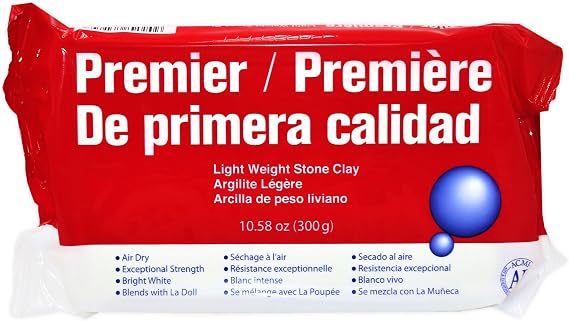 Activa La Doll Premier Lightweight Specialty Stone Clay, 10.58oz, White | Special clay for ultra-fine detail, best for doll heads, fine jewelry, intricate miniatures, air dry, satin smooth finish