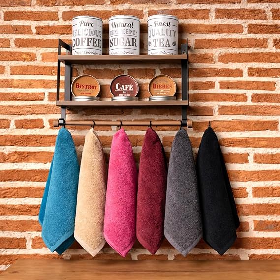 DECASATEXTIL 100% Cotton Tea Towels - Pack of 6 - Absorbent 400GSM Dish Towels - Plain Colors - Soft, Reusable and Machine Washable