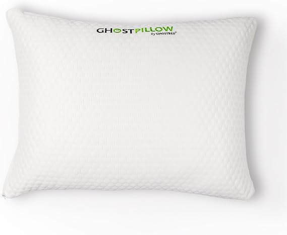 GhostBed Shredded Memory Foam Pillow with Adjustable Gel Memory Foam and Cooling Breathable Cover - Standard Size Shredded Memory Foam Pillows CertiPUR-US Certified 1-Pack