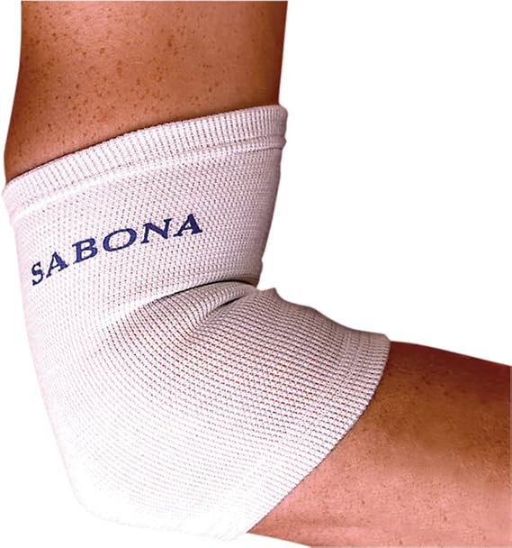 Sabona Copper Thread Elbow Support, White/Blue, Small/Medium, 6-10 Copper Thread Elbow Support, White/Blue, Large/X-Large, 10-13