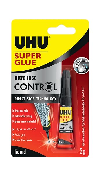 UHU Super Glue Control, 0.11 oz tube - Direct-Stop Technology, Bonds Plastic, Porcelain, Ceramics, Wood, Rubber