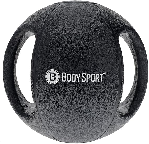 Body Sport Double Grip Medicine Ball, 18 lb. - Strength Training Weighted Exercise Tool - Softer Kettlebell Alternative for Home Fitness & Gyms