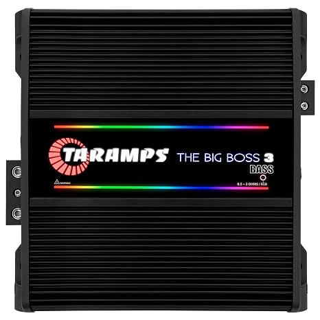 Taramps The Big Boss 3 Black 3000W RMS Monoblock Class D Car Amplifier | Automatically adapts from 0.5 to 2 Ohms with Smart Technology for maximum flexibility and powerful bass performance.