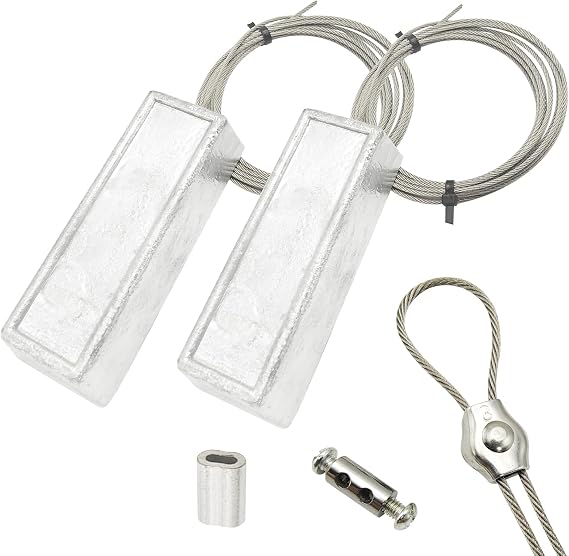Automco 2 Pcs 2.2lb Sacrificial Zinc Anode for Boat Lift, Saltwater Pool & Dock Protection with 20FT Stainless Steel Cable & 3 Crimps, Anti-Corrosion Marine Anode