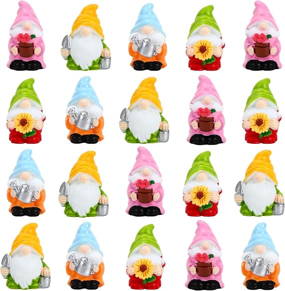 20Pcs Spring Mini Gnomes Tiny Gnomes Figurines Fairy Garden Decor