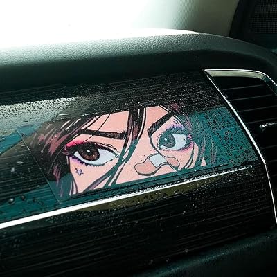 Car Decals Stickers for Cartoon Anime Band Aid Smoking Makeup Girl Eyes Peeker Applique Truck Auto Trucks Window Decals Computer Case DIY Decoration 15x5.8cm
