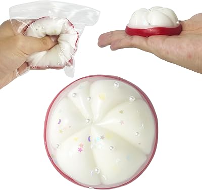 ZTATU Handmade Fruit Taba Squishy Toys for Kids - Realistic Mangosteen Sensory Squeeze Toy - Fufu Squishy Ball Stress Relief Toy for Office - Classroom Rewards, Easter Basket Stuffers Glossy