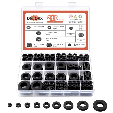 210Pcs Rubber Grommet Kit, 1/2", 1/4", 3/8", 5/8", 7/8", 5/16", 7/16",3/4", 1"