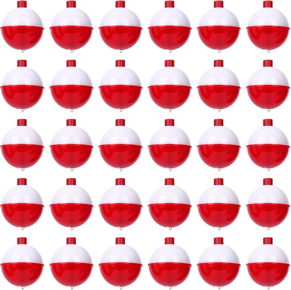 Coopay 30pcs-60pcs/lot Fishing Bobbers Floats Set Snap on Float Red/White Push Button Round Buoy Fishing Tackle Accessories