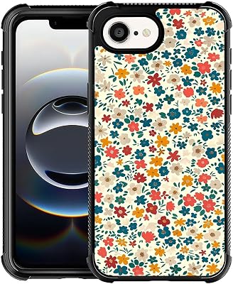 CARLOCA Compatible with iPhone 16e Case Design for Girl Shockproof Anti-Scratch Hard PC Back Case Esthetics Fashion Pattern Blue Red Yellow Floral Vintage Fabric