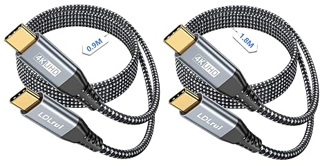 USB C Cable [0.9M+1.8M, 2 Pack] 20Gbps High Speed Data Transfer, 4K@60HZ UHD USB C Monitor Display Cable, USB 3.2Gen 2x2 Type C 100W Fast Charging Cord for Dell, Sandisk, Samsung T7, ARZOPA, KYY, MNN