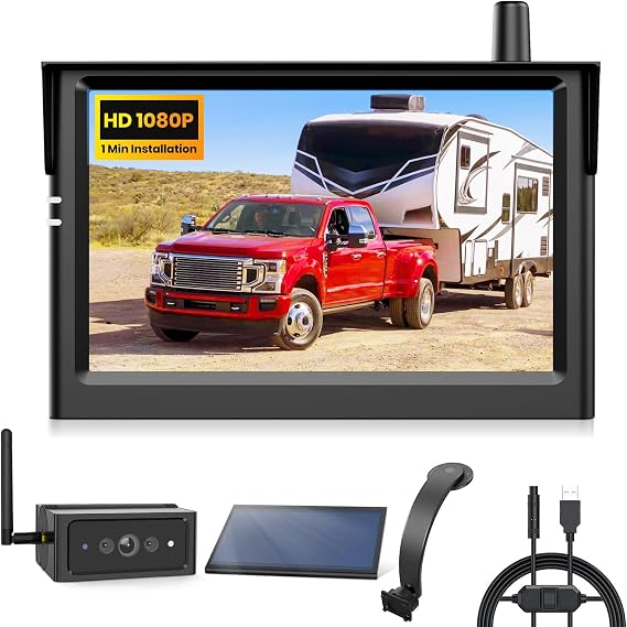 AUTO-VOX Wireless Backup Camera Kit Solar 4B + USB 12V Converter + 360 Flexible Adjust Monitor, Reverse Camera System for Car, Truck, RV Easy DIY Install