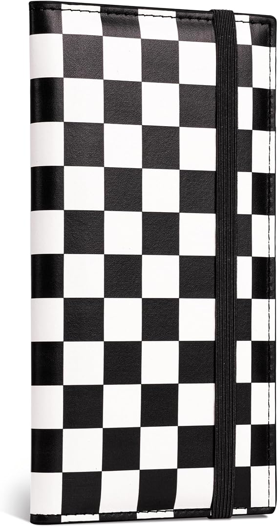 Zreal Checkbook Cover for Women & Men, Premium PU Leather RFID Blocking Check Book Cover for Duplicate Checks (Black White Checkered)