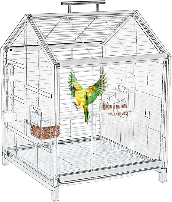 20.5 Inch Small Travel Bird Cage for Cockatiel Parakeets | Portable Bird Carrier with Handle Perch for Home, Outing, Pet Clinic, for Parrot Lovebirds Finches Small/Medium Birds