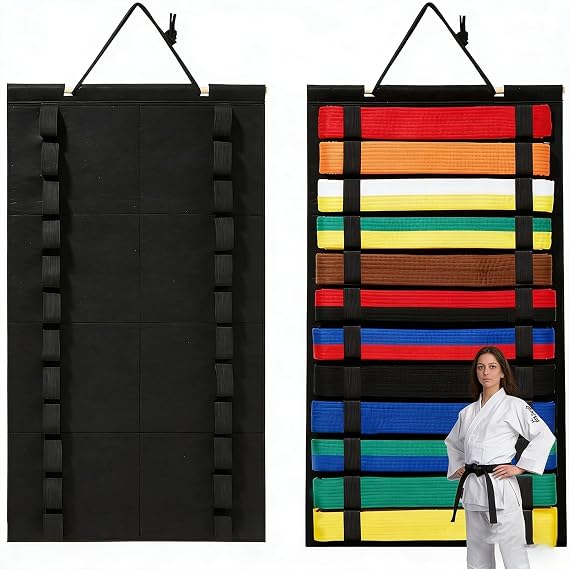 12Pcs Karate Belt Display Rack, Belts Martial Arts Belt Display Holder Belt Hanger Taekwondo Belt Organizer, Belt Hanger for Martial Arts, Equipment for Taekwondo Learners and Enthusiasts(No Belts)