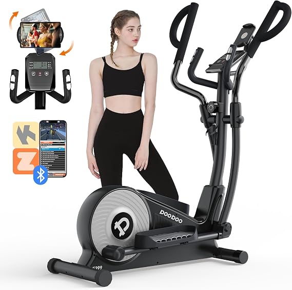 pooboo Elliptical Machine, Elliptical Exercise Machine with 16-Level Resistance& Hyper-Quiet Magnetic Driving System, Elliptical Machine for home with LCD Monitor&15.5IN Stride, 350LBS Weight Capacity