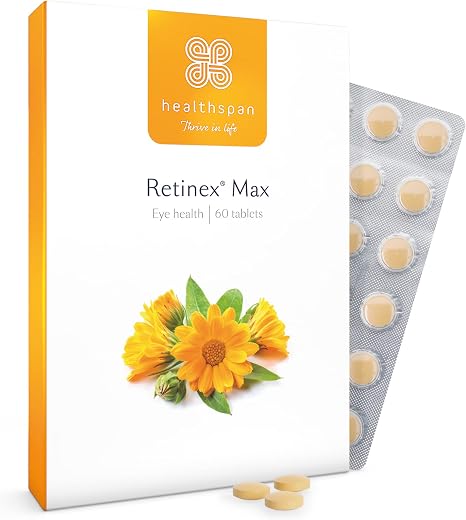 Healthspan Retinex Max Eye Health 20 mg Lutein & 2000 ug Zeaxanthin Additional Vitamin B2 Carotenoids from Natural Sources Vegan 60 Tablets