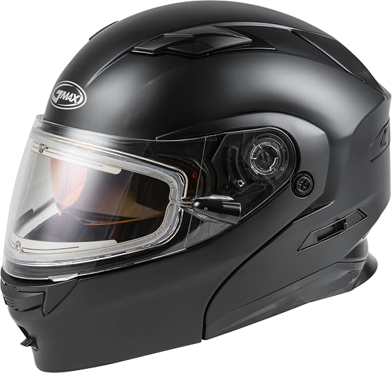 GMAX MD-01S Modular Snow Helmet Solid w/Quick Release Buckle Electric Shield (Matte Black, Medium) - FMVSS 218 Approved