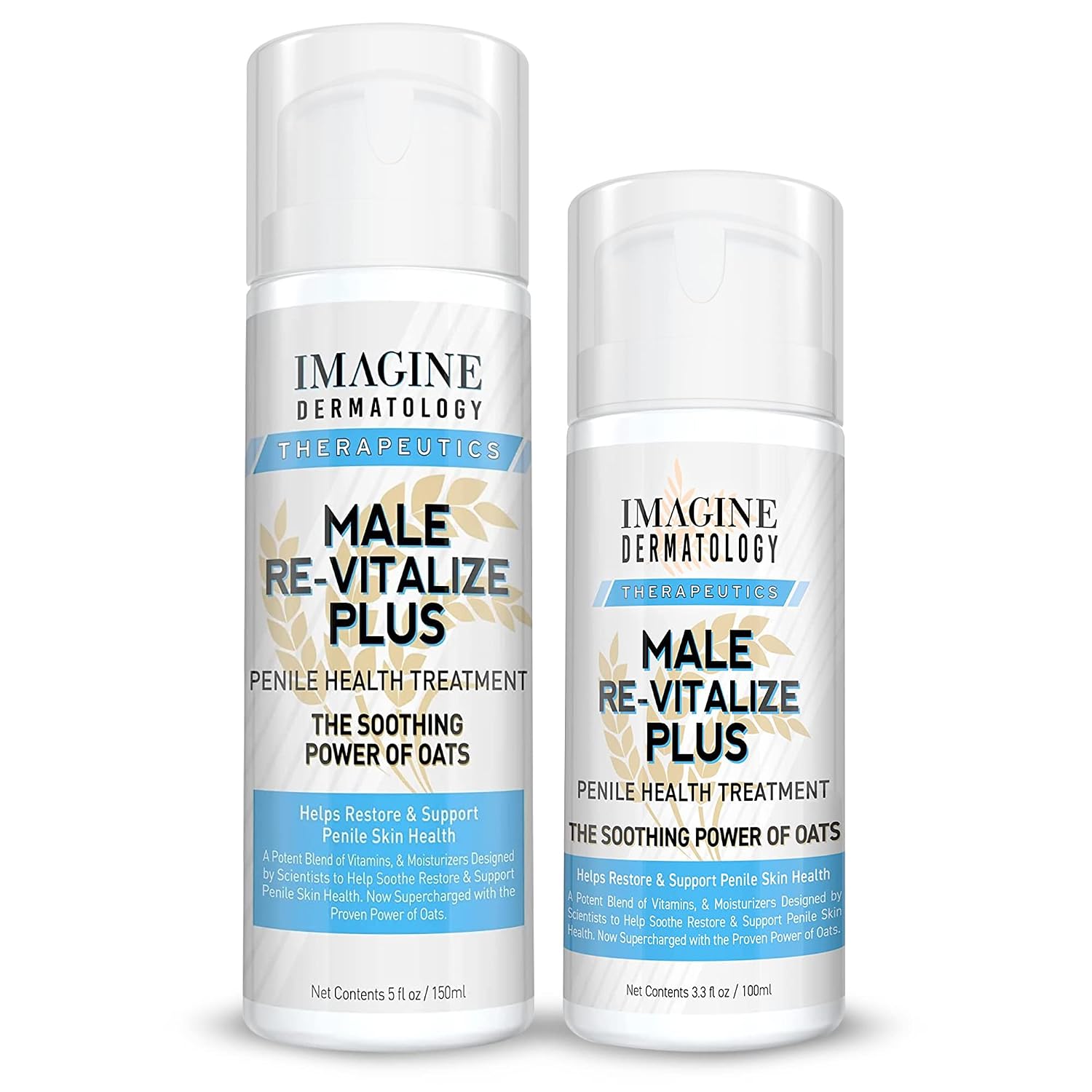 Male Re-Vitalize PLUS Oats Crema para aliviar la salud del pene – Gran valor 5 fl oz y tamaño compatible con la TSA 3.3 fl oz – Restaura y apoya la piel – Retorno de 90 días