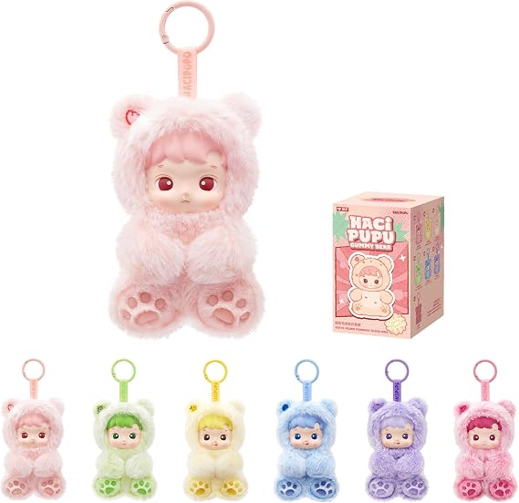 POP MART HACIPUPU Gummy Bear Series-Vinyl Plush Pendant Blind Box, Mystery Box Random Design, Collectible Toys Decorations, Holiday Birthday Gifts for Girls and Boys, Single Box