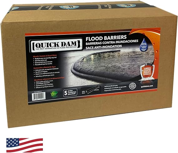Quick Dam QD617-5 Water Activated Flood Barrier, Black