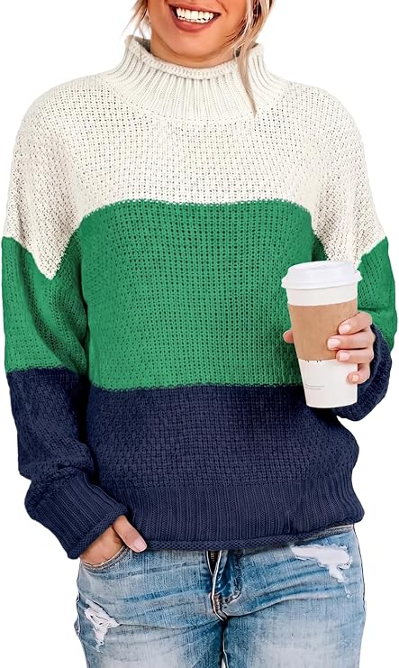 Dokotoo Womens Sweaters Turtleneck Cable Knit Chunky Pullover Fall Outfits