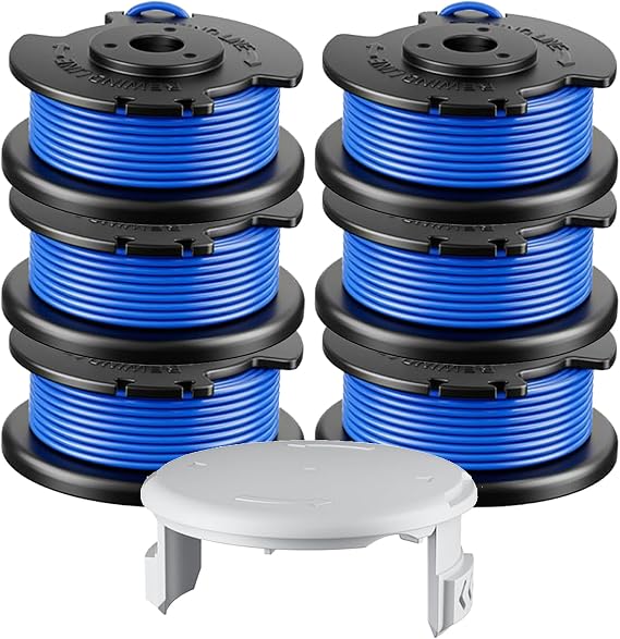 7Pack .065" String Pre-Wound Spool Compatible with Hart Auto-Feed String Trimmer Cordless Trimmers and Cover Cap Replacement Part (6 Spools, 1 Cap)
