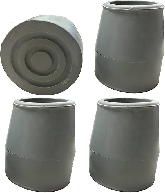 PCP Replacement Walker or Commode Tips, 1 inch / 2.5 cm Diameter (Gray, Set of 4)