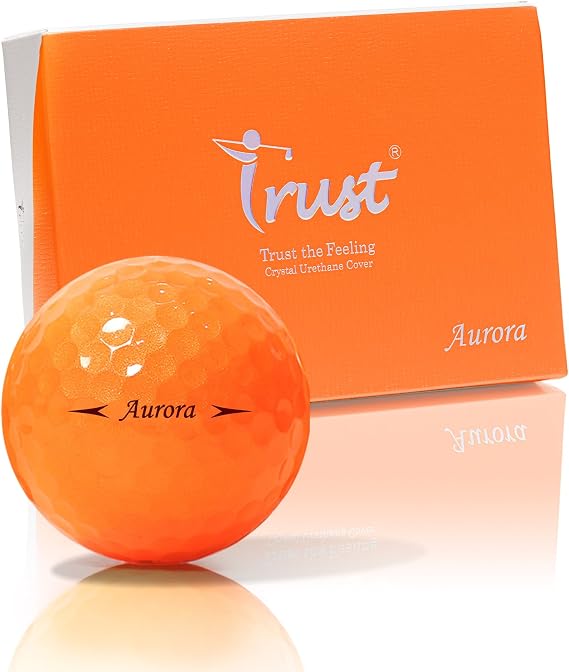 Trust Golf Balls - Aurora & Rosa Crystal Urethane Series | Eye-Catching & Easy to Spot | Maximum Distance, Soft Feel, Straight Flight, Greenside Control | Blue, Orange, Pink, Yellow | 12 or 48 Balls